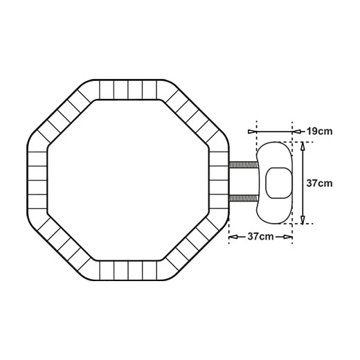 Dimensions du moteur du spa Octopus de NETSPA