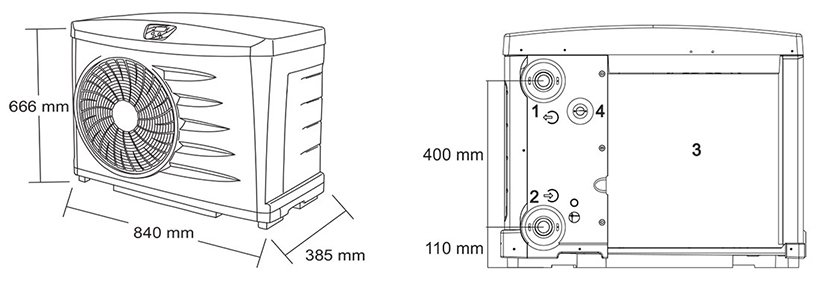 Dimensions Pompe  à chaleur Zodiac Power