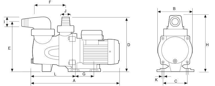 dimensions pompe caliente up