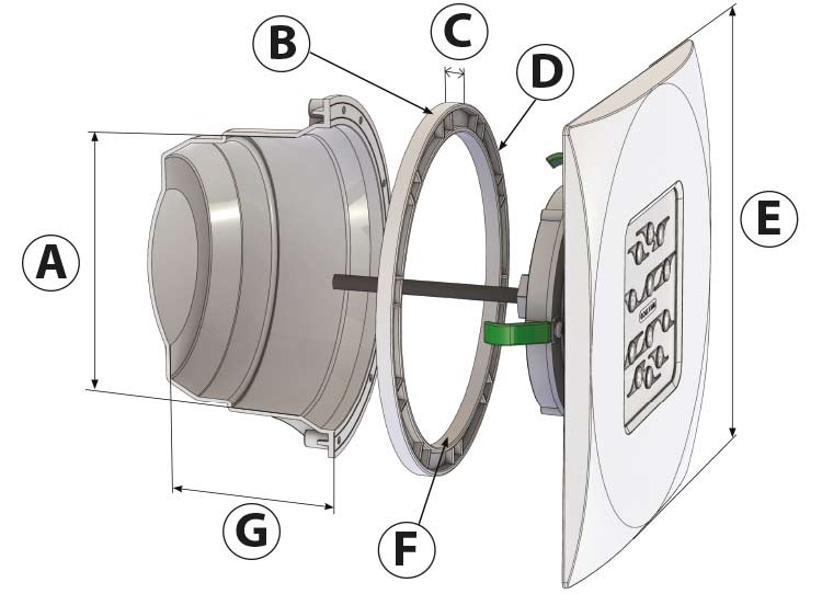 Schema des dimensions projecteur sans niche Weltico