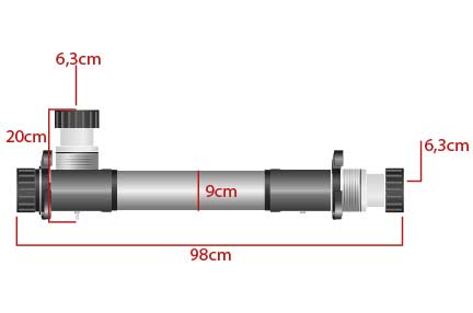 schema dimensions du traitement stérilisateur UV PURIQ Bright