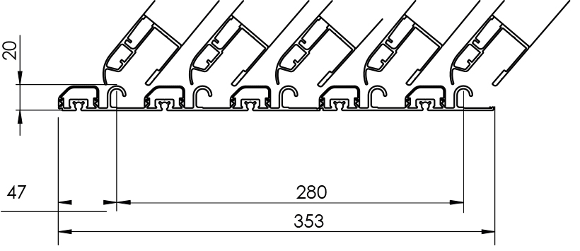 Dimensions des rails pour abri de piscine télescopique Abrissime taille XXL