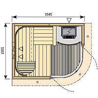 Dimensions du sauna HARVIA Rondium S2015KL