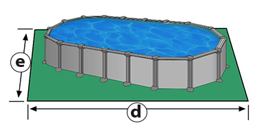 Dimensions au sol piscines hors sol acier MYKONOS et SKYATHOS ovales