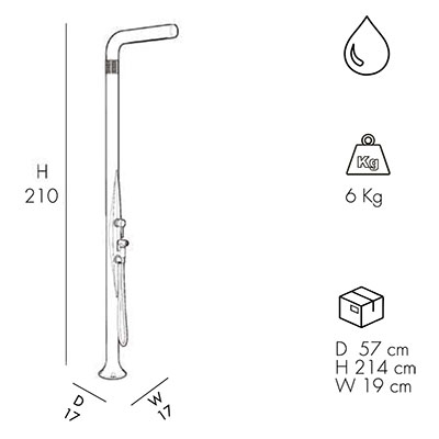 Dimensions douche traditionnelle Funny Yang T245 