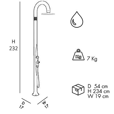 Dimensions douche traditionnelle Funny Yin T345 