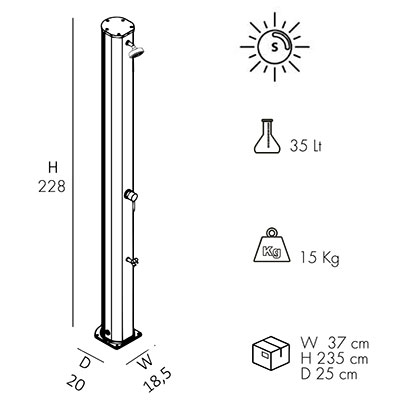 Dimensions douche solaire Big Jolly A320