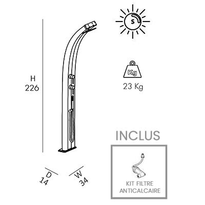 Dimensions douche solaire Dada D340 