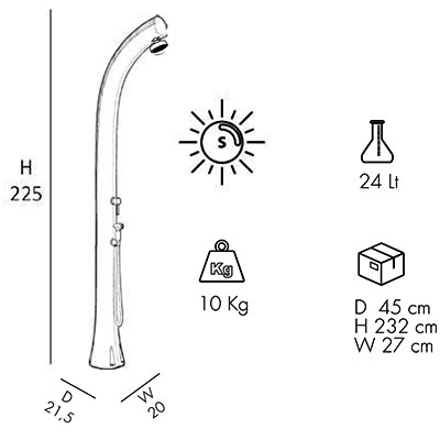 Dimensions douche solaire Jolly Plus B540 Top Line