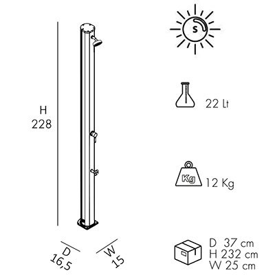 Dimensions Douche solaire Jolly S A620 