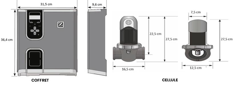 Dimensions électrolyseur au sel zodiac Gensalt OT