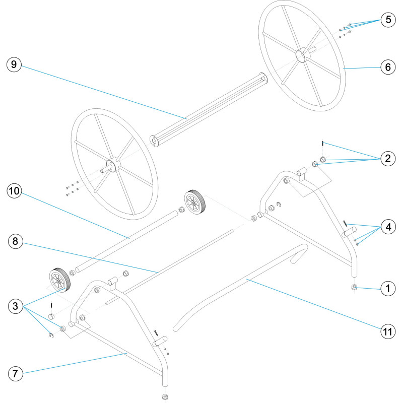 Pièces détachées pour Enrouleur de lignes de nage largeur 1,2 et 1,8 m avec volant