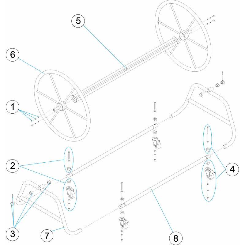 Pièces détachées pour Enrouleur de lignes mobile largeur 1,2 - 1,8 m