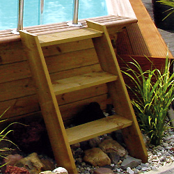 Escalier en bois exotique pour piscine hors sol bois Gardipool
