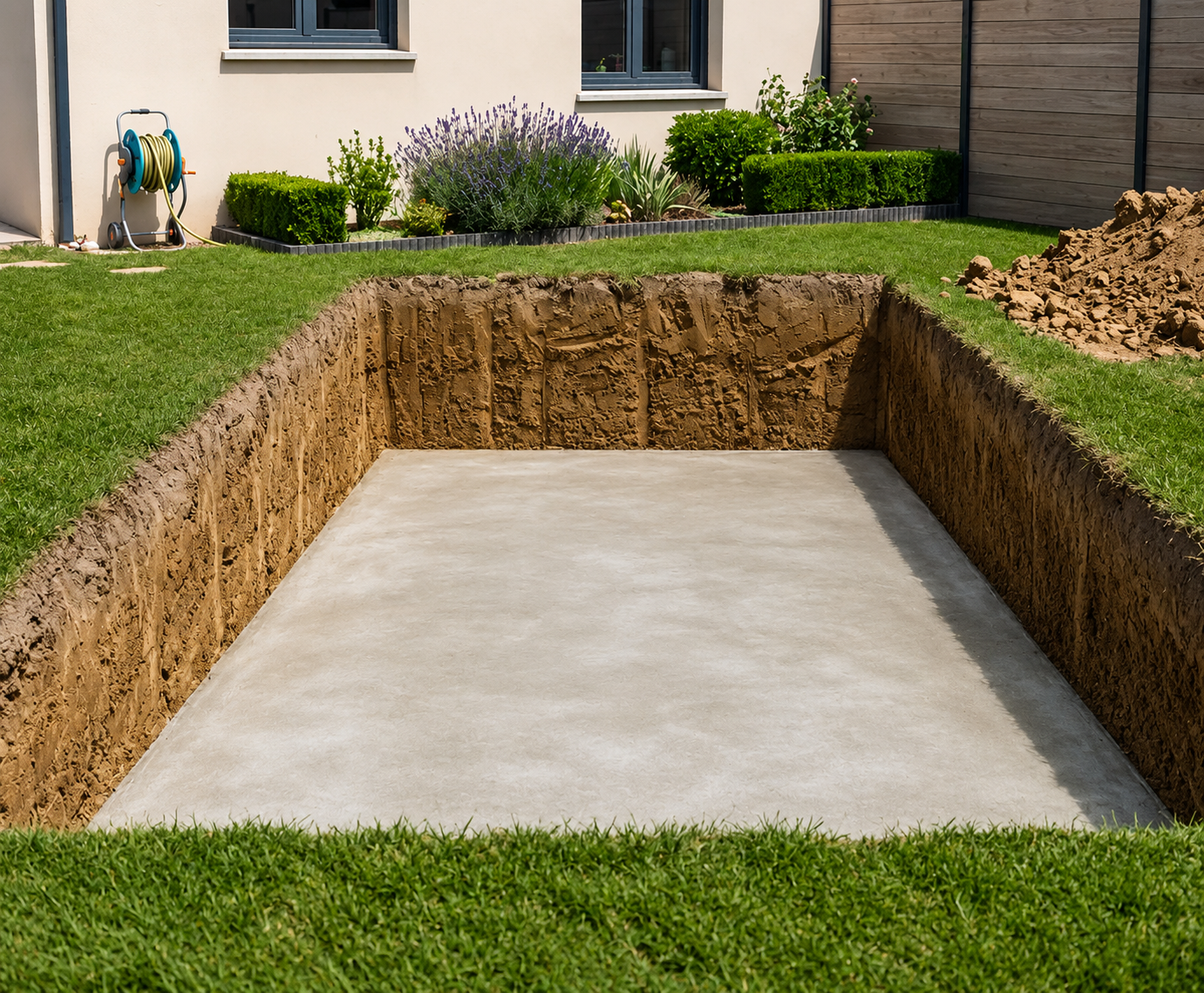 Préparation du terrain et dalle pour le kit piscine polystyrène