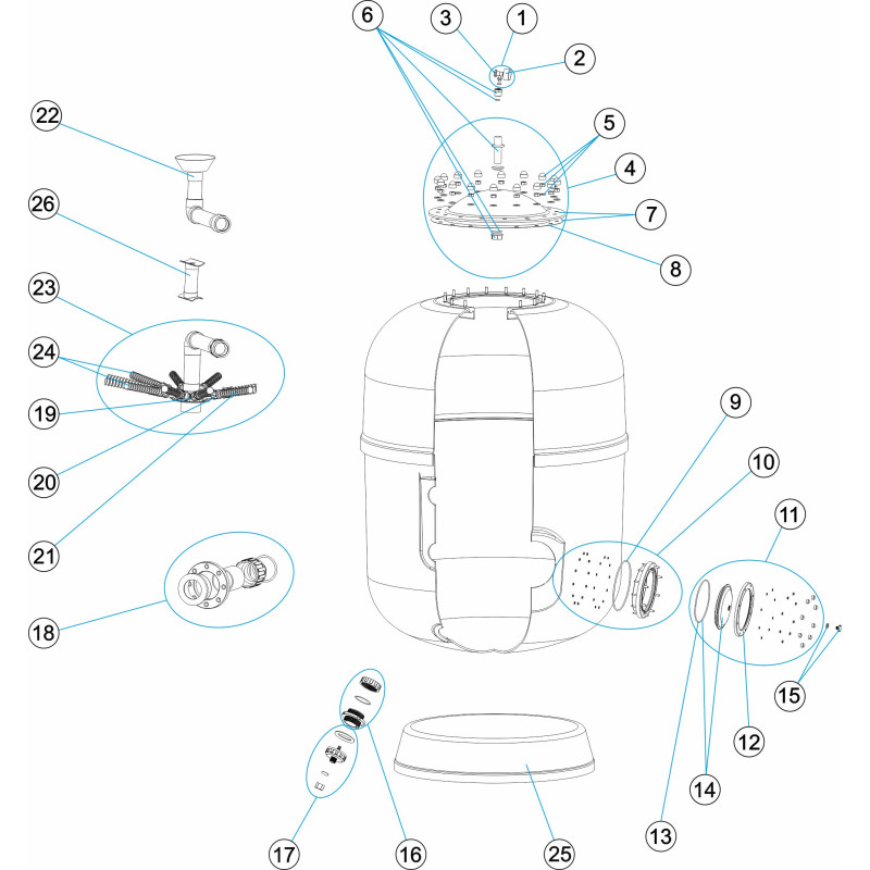 Pièces détachées pour Filtre ARTIC Ø 1050, 1200