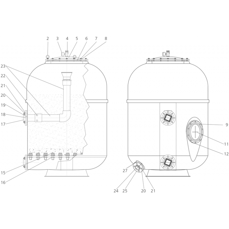 Pièces détachées pour Filtre BLACKLINE Plancher Ø1120, Ø1275