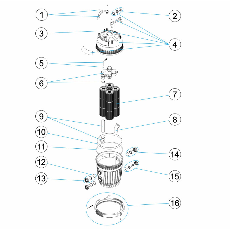 Pièces détachées pour Filtre à cartouche VIRON QL420, QL540