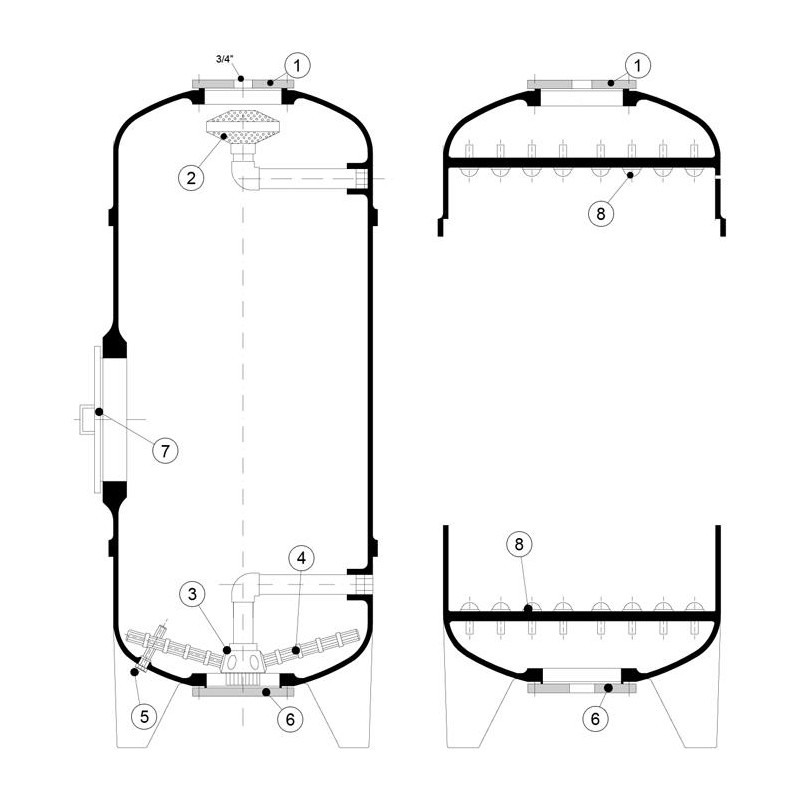 Pièces détachées pour Filtre Colonne C. CS. D. DC (jusqu'à Ø960)