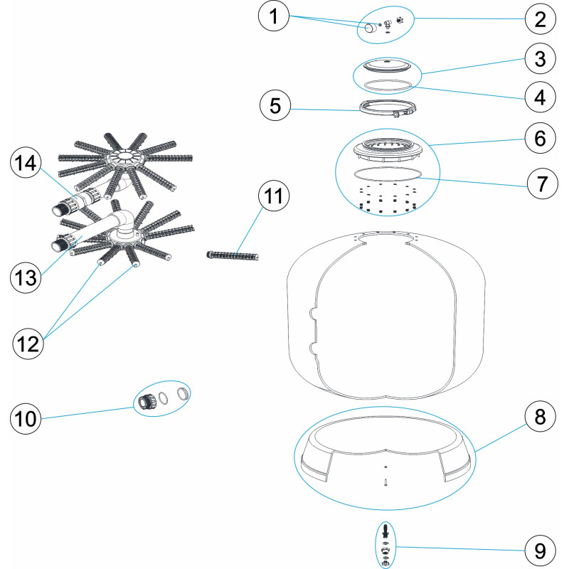 Pièces détachées pour Filtre HAWAI OC-1 diamètres 750-900