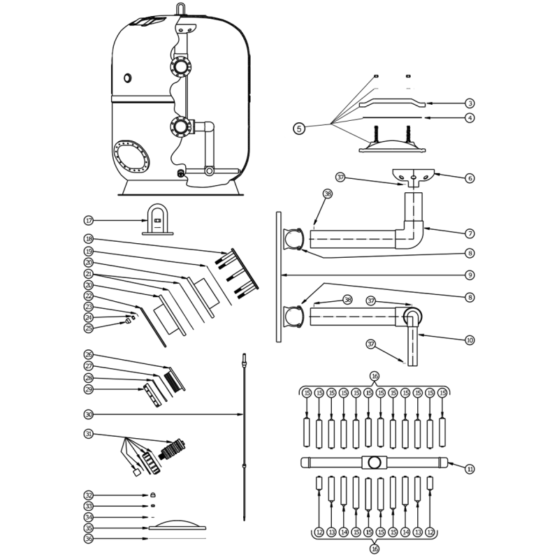 Pièces détachées pour Filtre LCX/LCP-1600 (Avant 2007)
