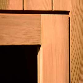 Finition soignée porte de sauna barrel en verre trempé