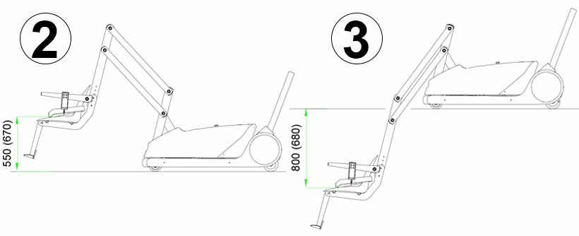 Position haute et basse pour le siège élévateur mobile I-swim 2