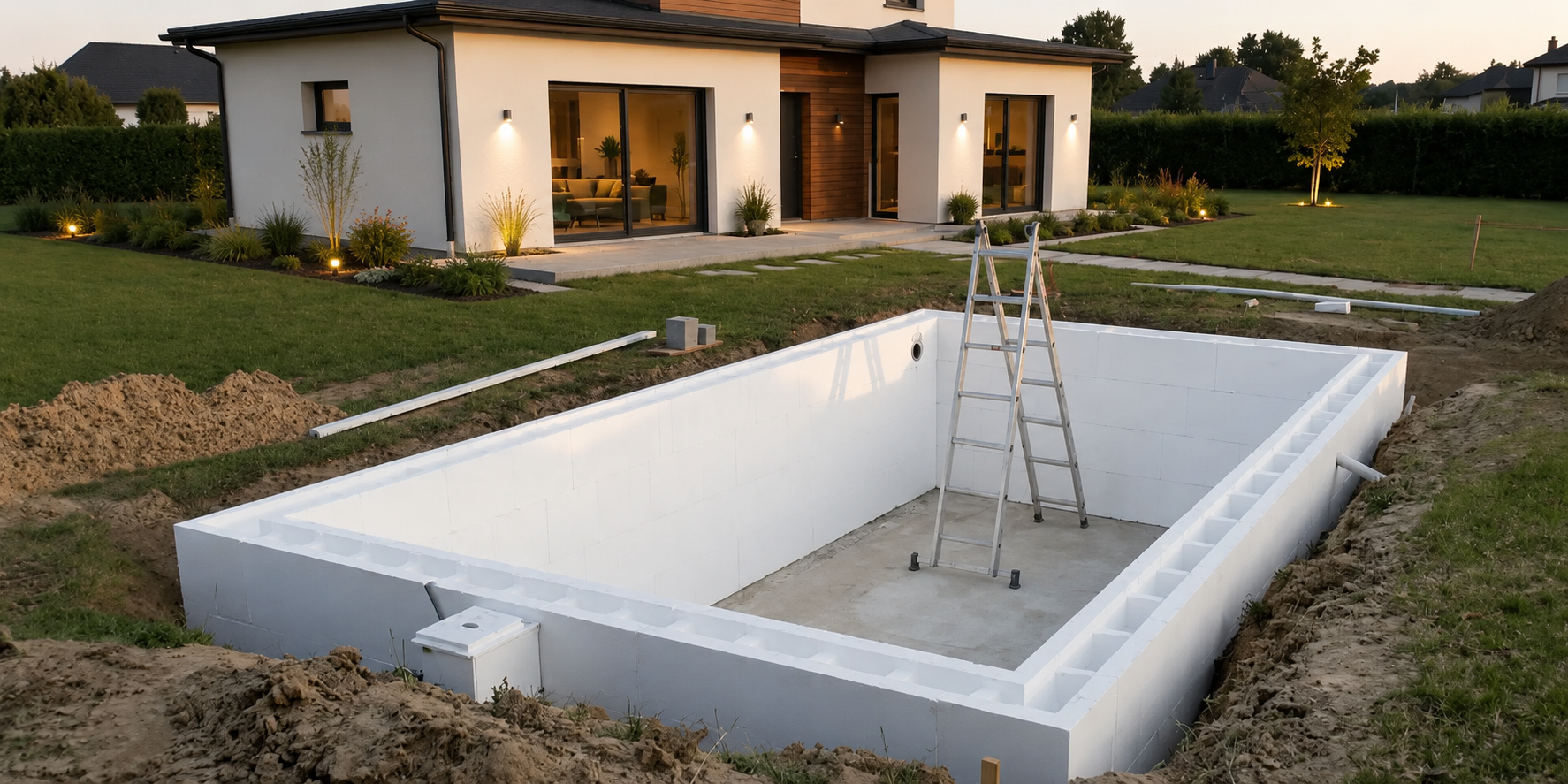Kit piscine polystyrène en construction