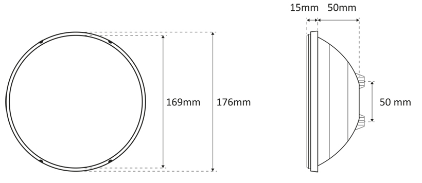 Dimensions Lampe à led Standard PAR56 Seamaid