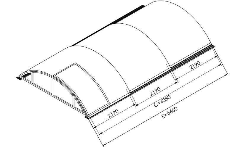 Dimensions longueur abri piscine silhouette M