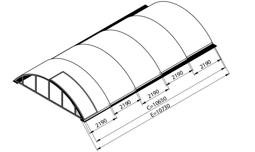 Abri SILHOUETTE QUARTZ XXL pour piscines jusqu'à 10.50m x 5.00m