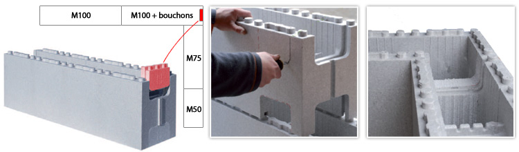 Bloc M100 et bouchon du kit piscine polystyrène First Bloc