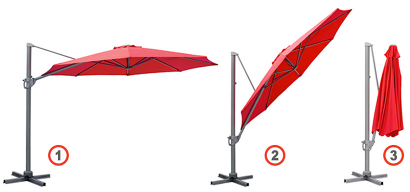 Ouverture parasol déporté Cyclades