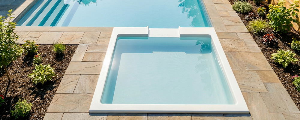 Pack piscine Sana + plage à débordement OKEANOS