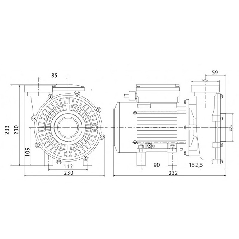 Pompe de filtration PHT 10 Dimensions