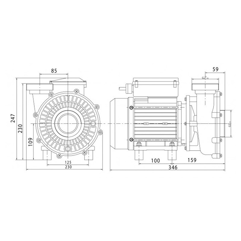 Pompe de filtration PHT 20 Dimensions