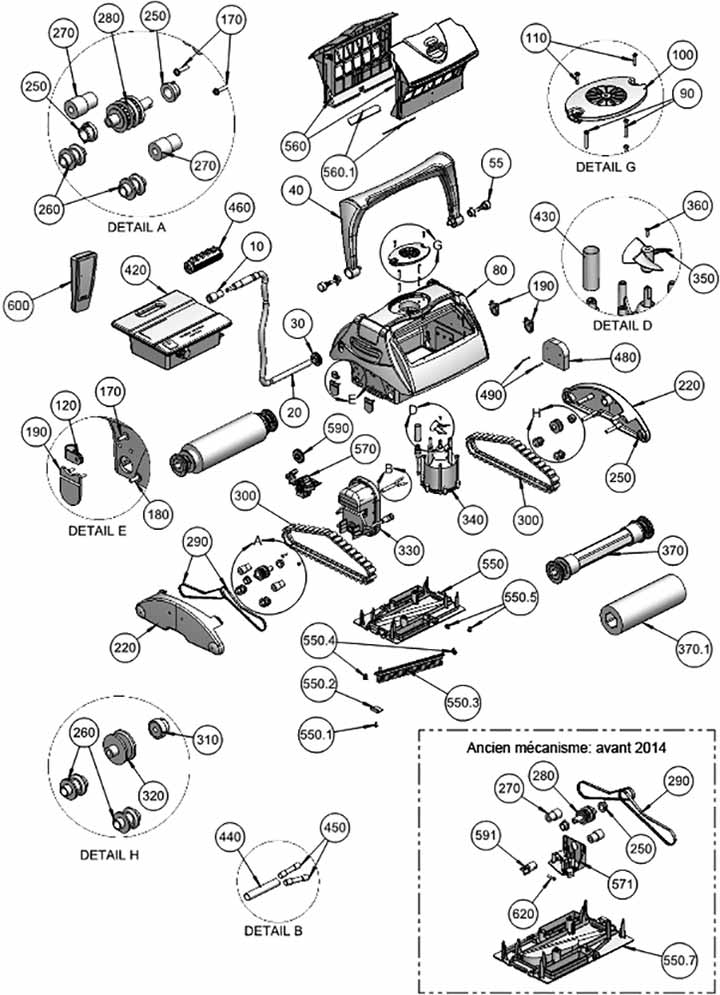 Pieces detachees pour aspirateur de piscine