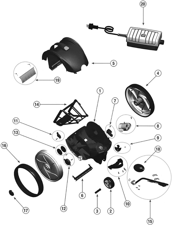 Liste pièces détachées robot électrique Zodiac Vortex 1