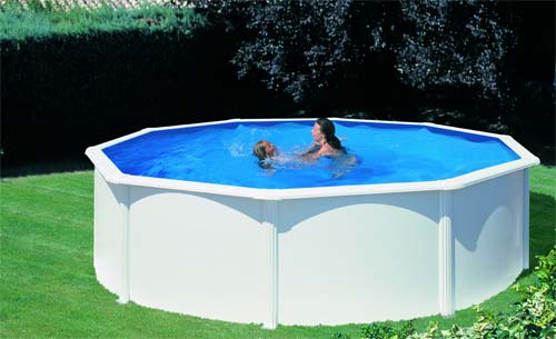 Piscine ronde FIDJI paroi acier blanche 2.40M x 1.20M