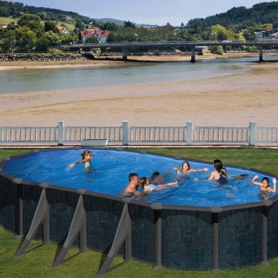Piscine hors sol acier  GRE RATTAN ovale 5.00m x 3.00 x 1.32m