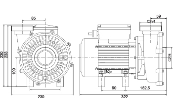 Pompe de Circulation série PHT 20 dimensions