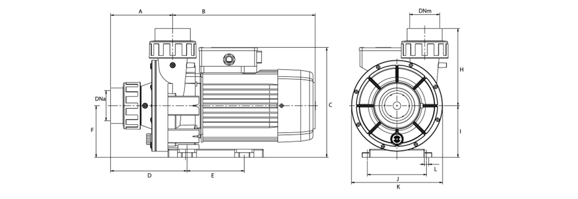 Dimensions de la pompe ESPA WIPER 3