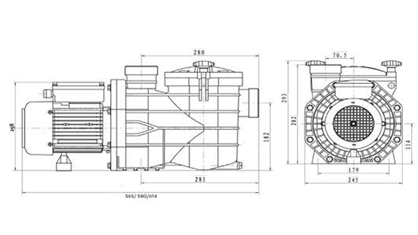 Pompe de filtration vipool MKB+ dimensions