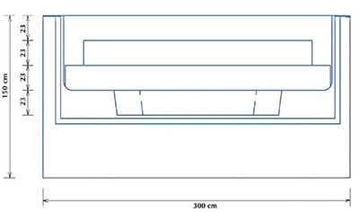 Schema vue de face Escalier Red Pool 3m 3 marches et 1.5 m de hauteur