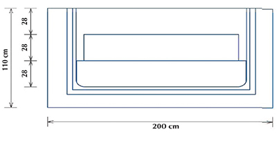 Schema vue de face Escalier acrylique Red Pool Roman 3 m 3 marches