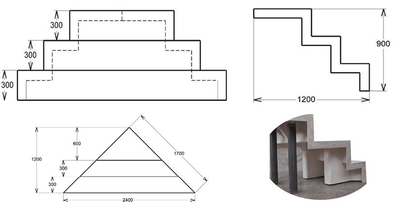 Schema Escalier sous liner Red Pool angle carré 3 M