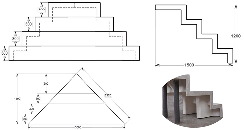 Schema Escalier sous liner Red Pool angle carré 4 M