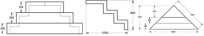 Schema Escalier sous liner Red Pool angle droit 3m