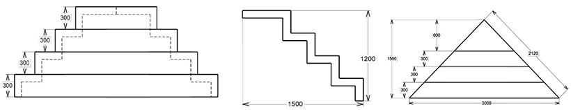 Schema Escalier sous liner Red Pool angle droit 4m