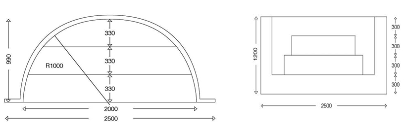 Schema Escalier sous liner Red Pool Roman 2.50 m